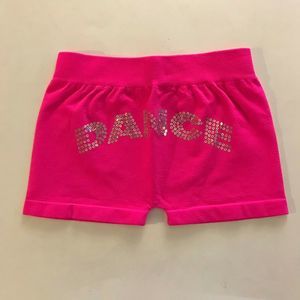 NEW! Lizatards Girls Dance Stretch Shorts Fushia Imprinted Sparkles Size Youth